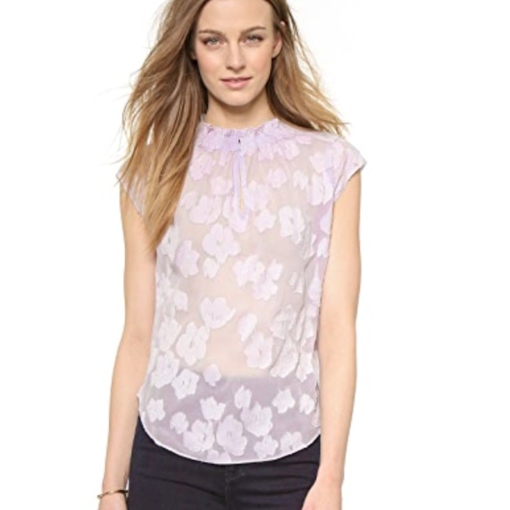 Rebecca Taylor Blouse coquette Pastel Lavender Floral boho old money‎ Size 4